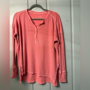 Aerie Pink Long Sleeve Henley Top